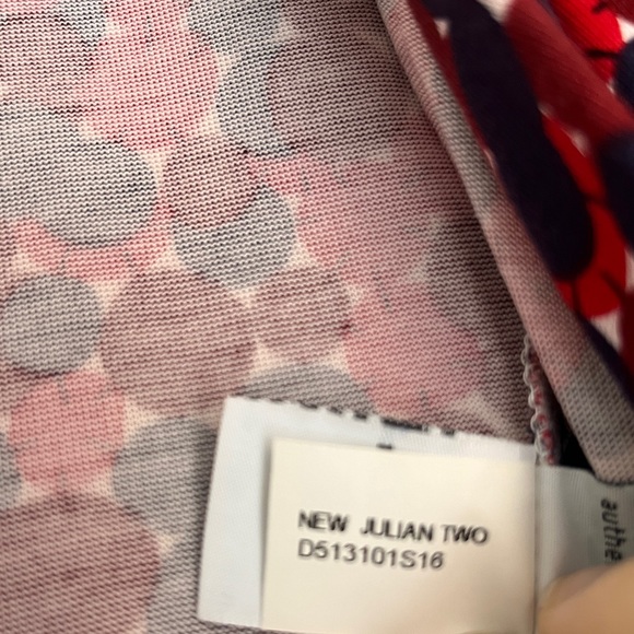 100% SILK DVF Diane Von Furstenberg New Julian Two red pink blue wrap dress 6 - Picture 7 of 8